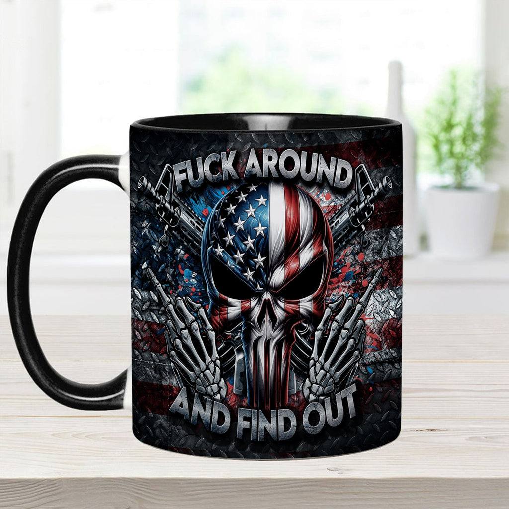 Personalized Ceramic Bold Patriotic Skull Accent Mug Gift GradoCreations