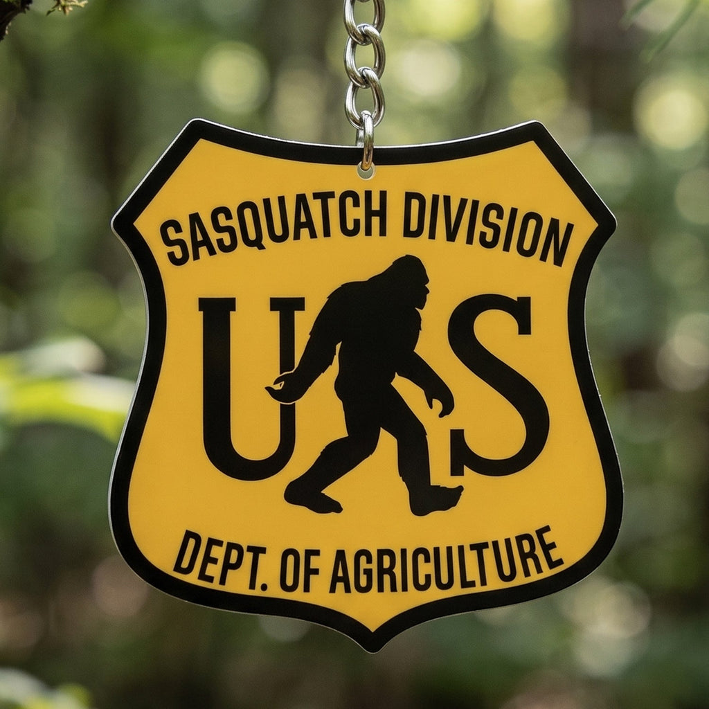 Sasquatch Division Acrylic Keychain for Outdoor Enthusiasts GradoCreations
