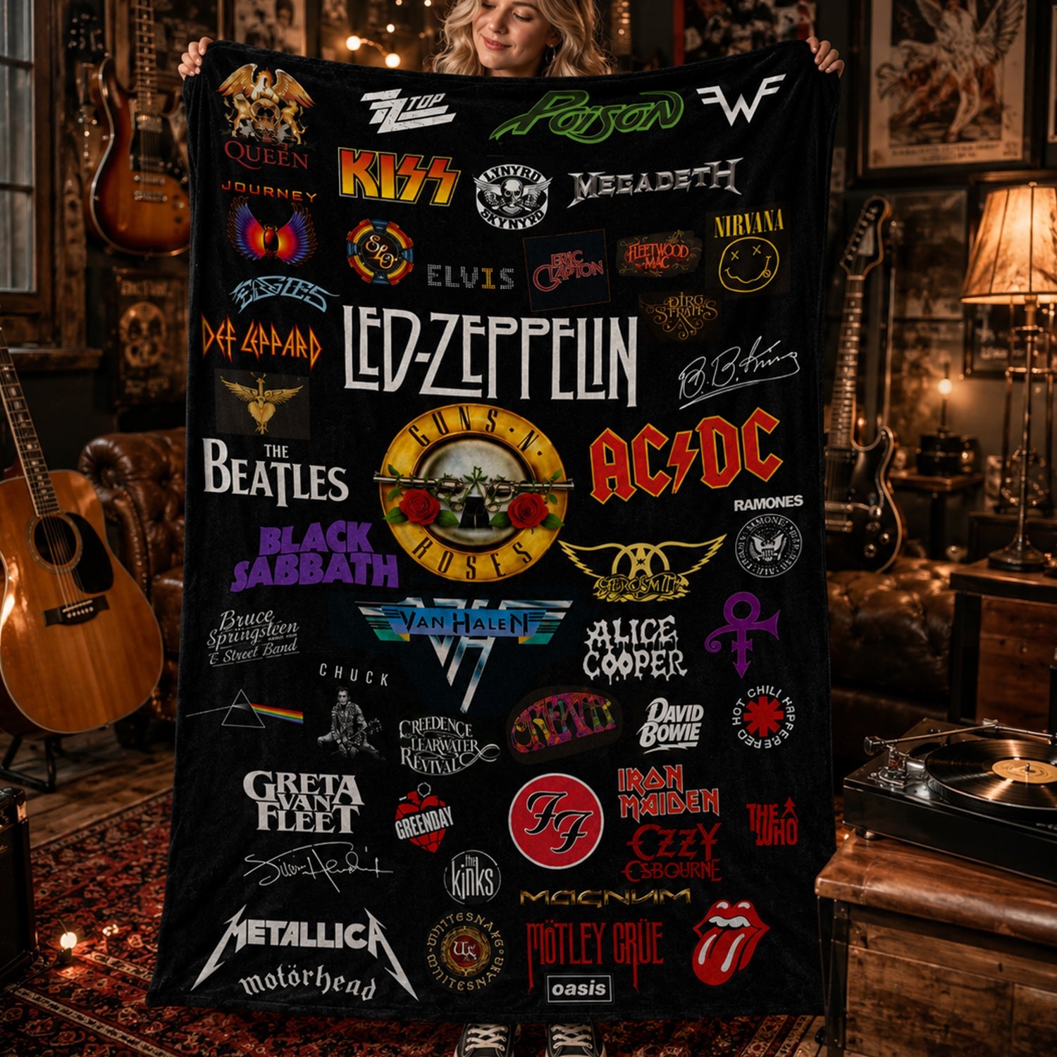 Personalized Classic Rock Legends Blanket Unique Gift GradoCreations