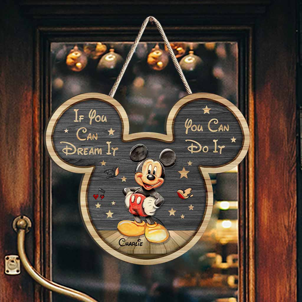 Personalized Mickey Mouse Wood Sign Custom Name Gift for Kids Wood Sign GradoCreations