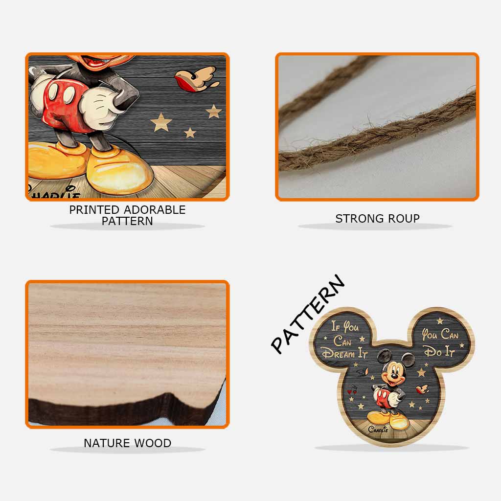 Personalized Mickey Mouse Wood Sign Custom Name Gift for Kids Wood Sign GradoCreations