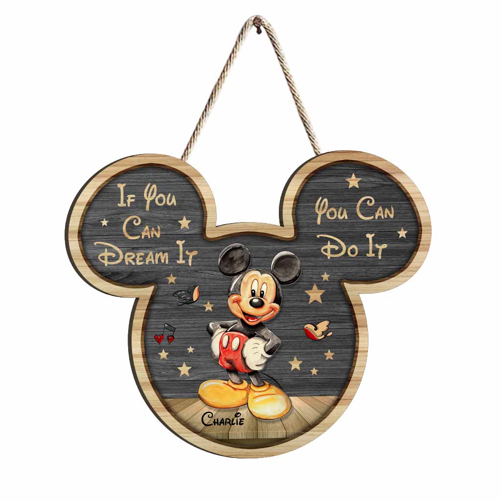 Personalized Mickey Mouse Wood Sign Custom Name Gift for Kids Wood Sign GradoCreations
