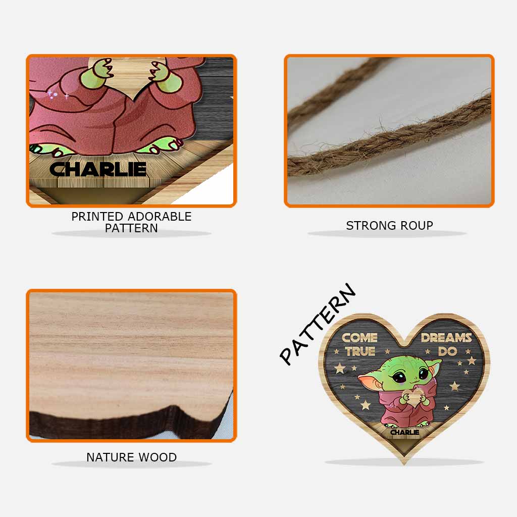 Personalized Heart Wood Sign with 3D Pattern Custom Gift for Kids Wood Sign GradoCreations