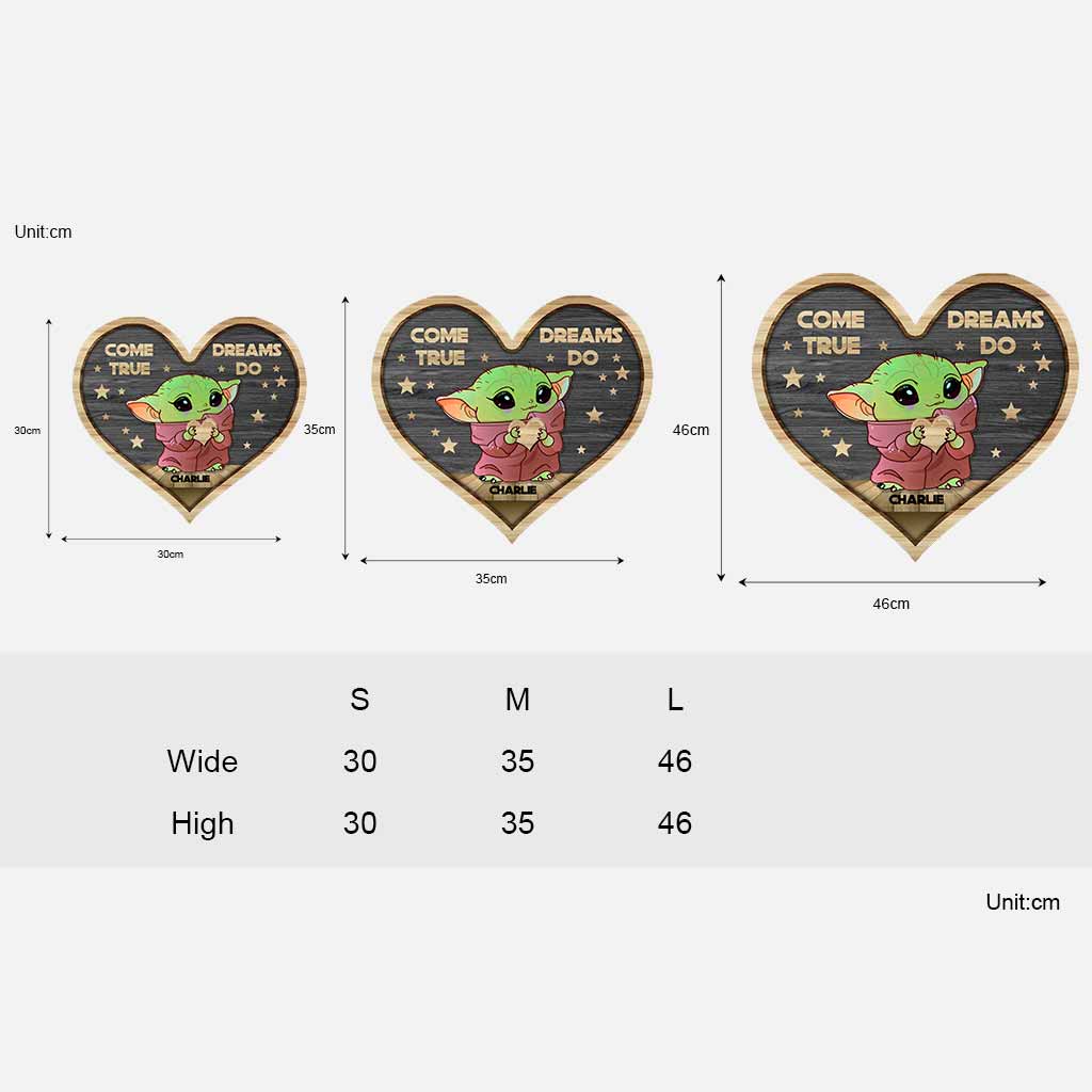 Personalized Heart Wood Sign with 3D Pattern Custom Gift for Kids Wood Sign GradoCreations