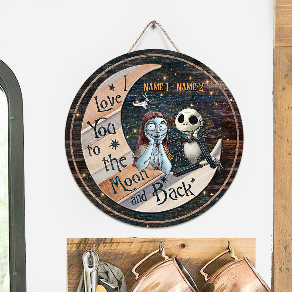 Personalized Round Wood Sign Love You To The Moon Gift for Couples Round Wood Sign GradoCreations