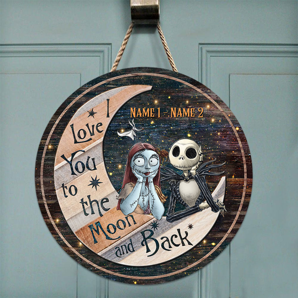 Personalized Round Wood Sign Love You To The Moon Gift for Couples Round Wood Sign GradoCreations