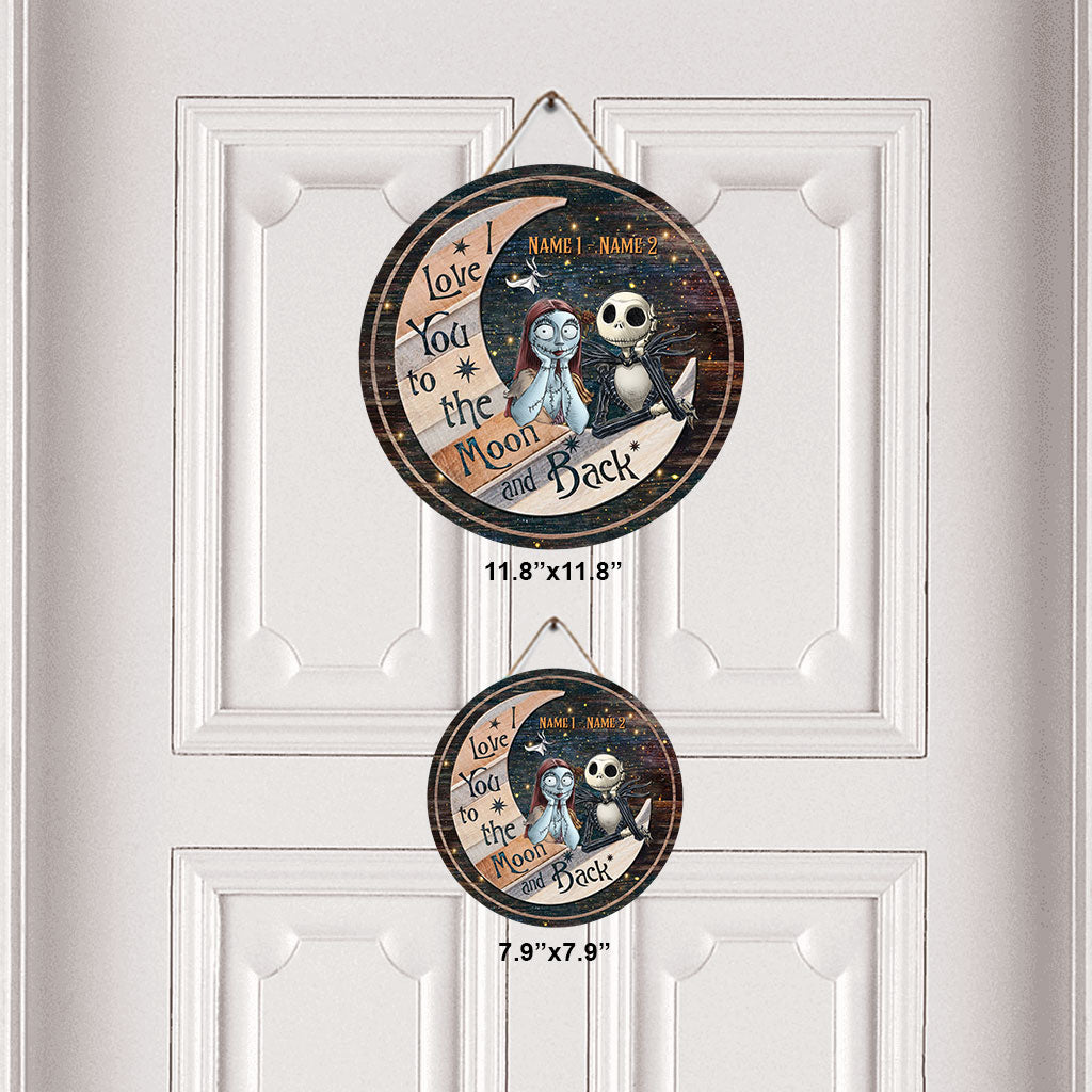 Personalized Round Wood Sign Love You To The Moon Gift for Couples Round Wood Sign GradoCreations