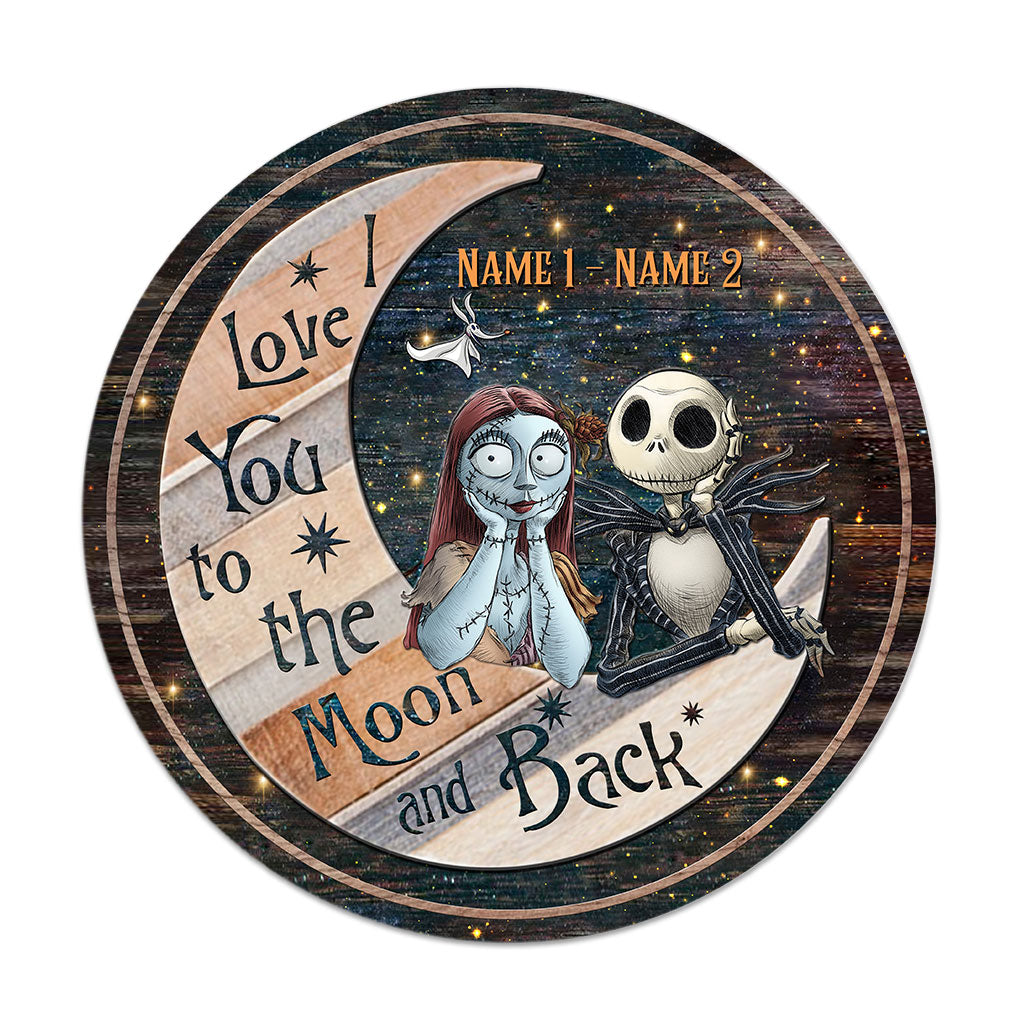 Personalized Round Wood Sign Love You To The Moon Gift for Couples Round Wood Sign GradoCreations