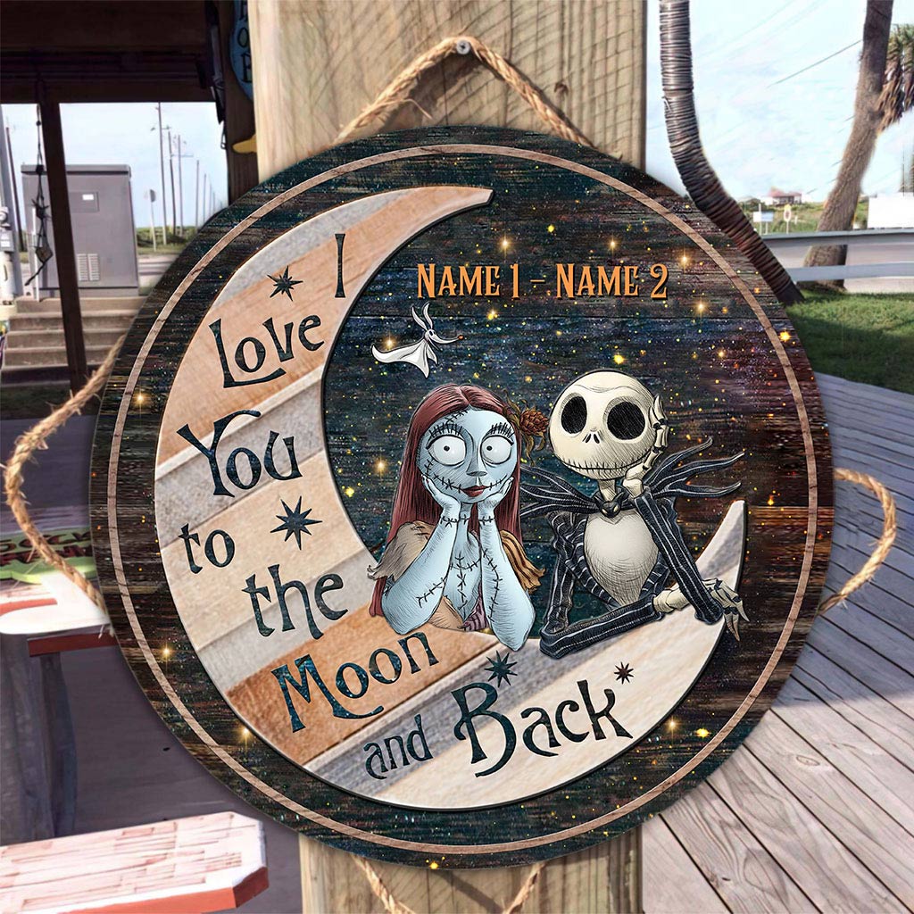 Personalized Round Wood Sign Love You To The Moon Gift for Couples Round Wood Sign GradoCreations