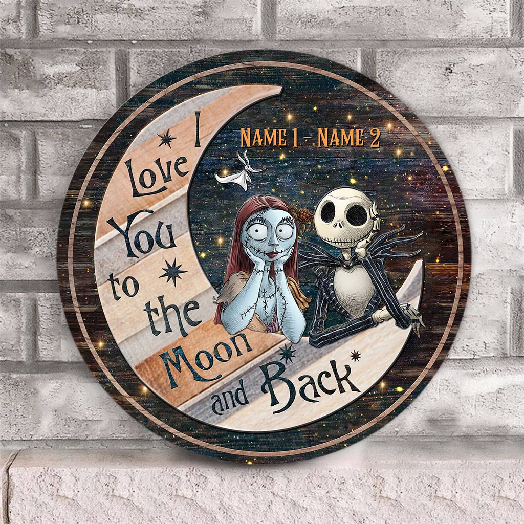 Personalized Round Wood Sign Love You To The Moon Gift for Couples Round Wood Sign GradoCreations