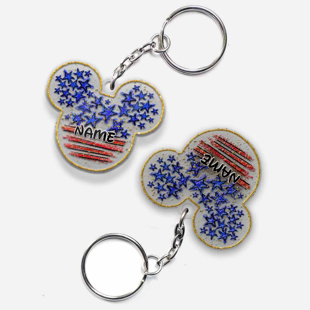 Personalized Independence Day Mouse Ears Keychain Custom Name Gift Keychain GradoCreations