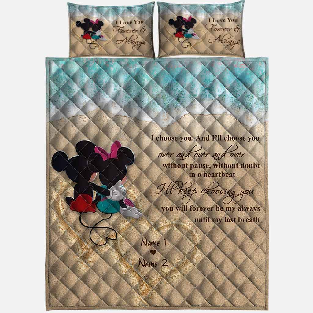 Personalized Mickey Mouse Quilt Set Custom Names Romantic Gift for Couples Quilt Set GradoCreations