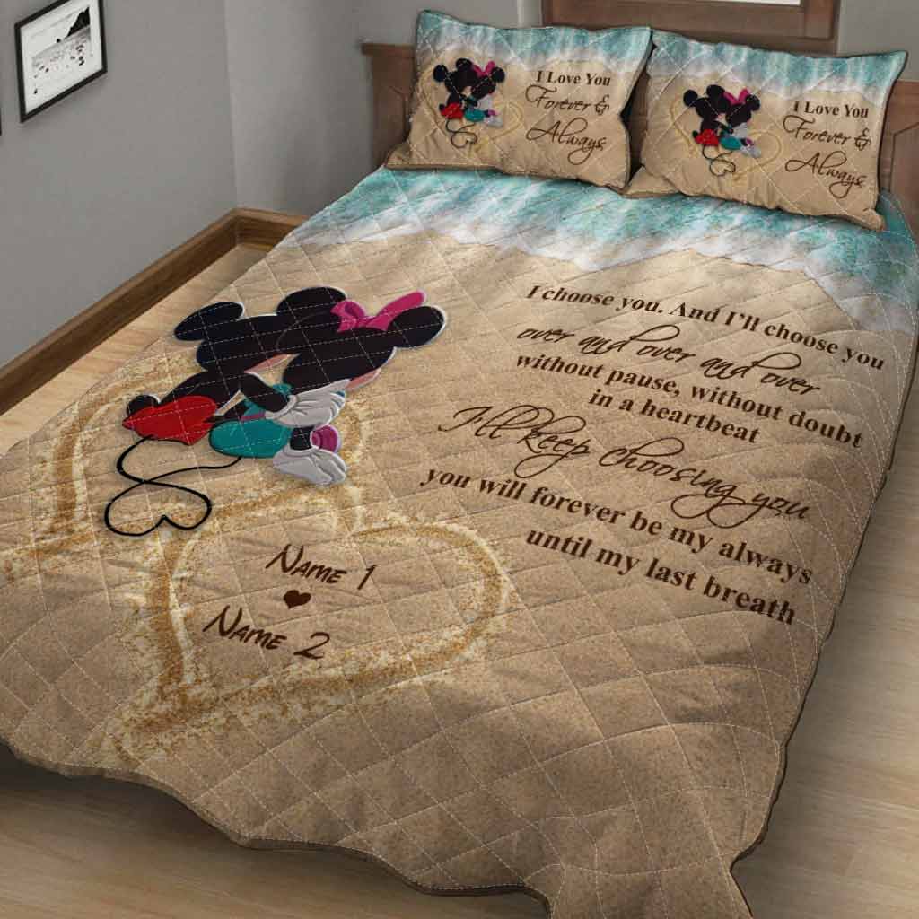 Personalized Mickey Mouse Quilt Set Custom Names Romantic Gift for Couples Quilt Set GradoCreations