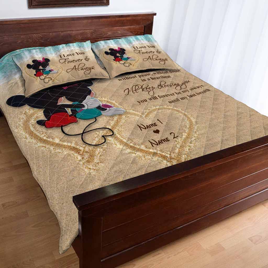 Personalized Mickey Mouse Quilt Set Custom Names Romantic Gift for Couples Quilt Set GradoCreations