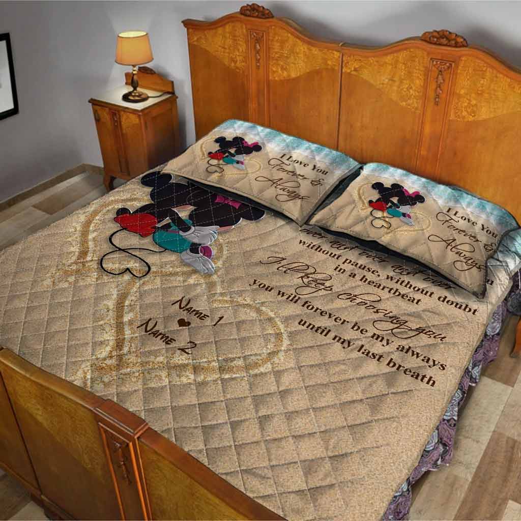 Personalized Mickey Mouse Quilt Set Custom Names Romantic Gift for Couples Quilt Set GradoCreations