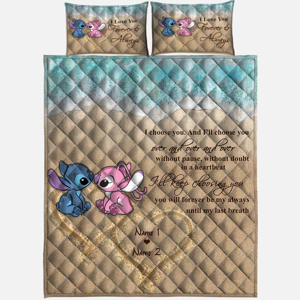 Personalized Ohana Quilt Set Custom Name Gift for Couples Quilt Set GradoCreations