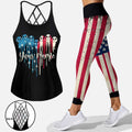 Personalized Independence Day Cross Tank Top & Leggings for Women Cross Tank Top & Leggings GradoCreations