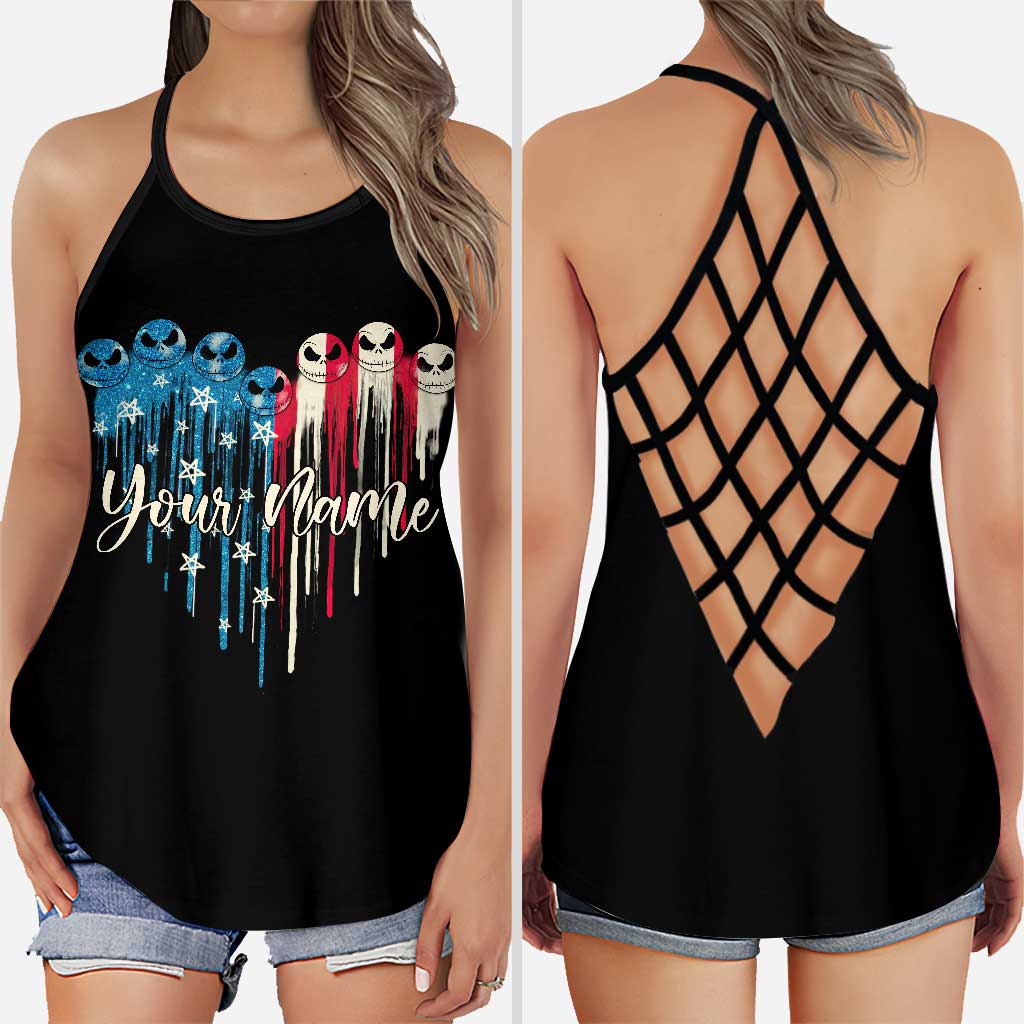 Personalized Independence Day Cross Tank Top & Leggings for Women Cross Tank Top & Leggings GradoCreations