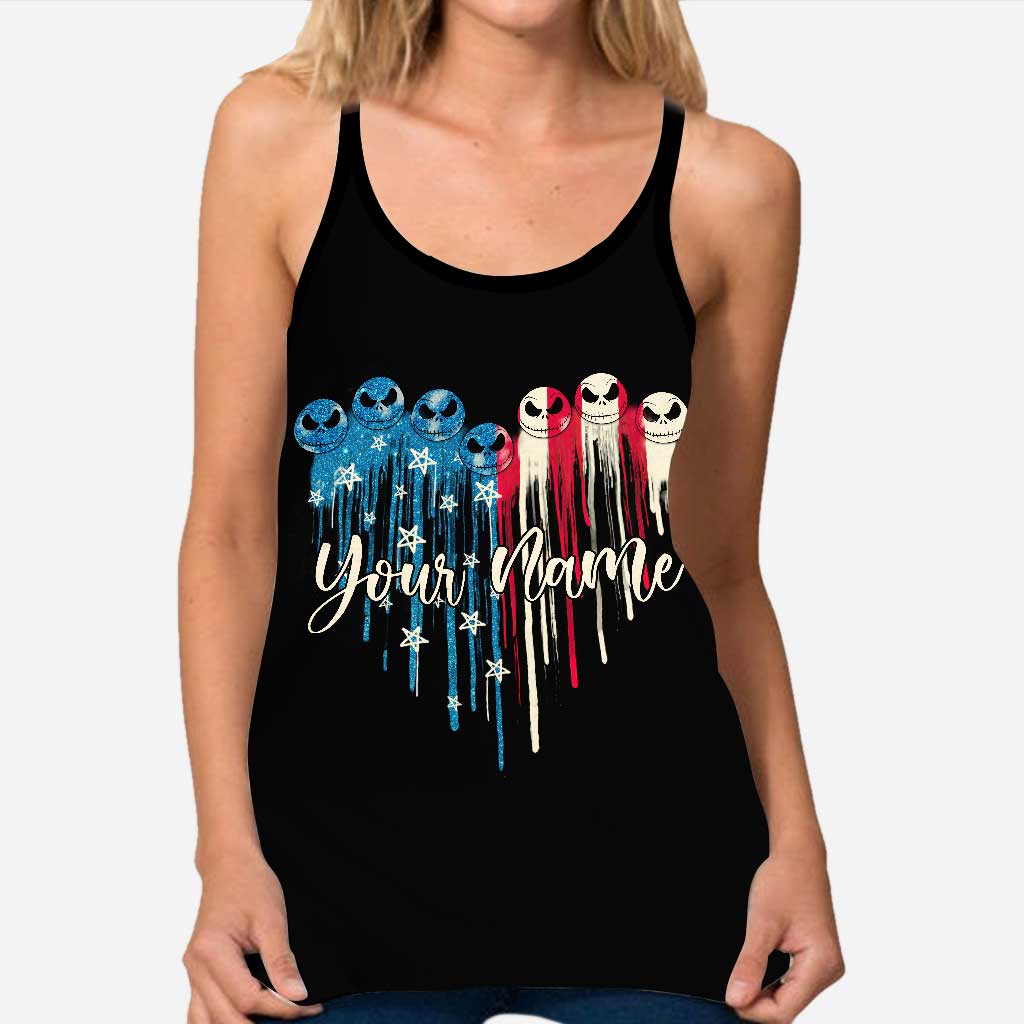 Personalized Independence Day Cross Tank Top & Leggings for Women Cross Tank Top & Leggings GradoCreations