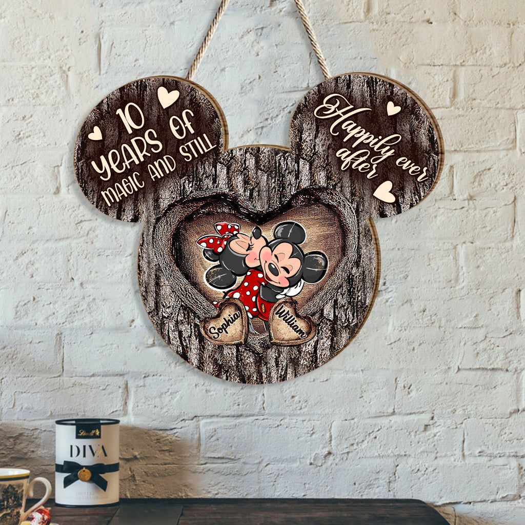 Personalized Mouse Ears Heart Wood Sign Custom for Couples Wood Sign GradoCreations