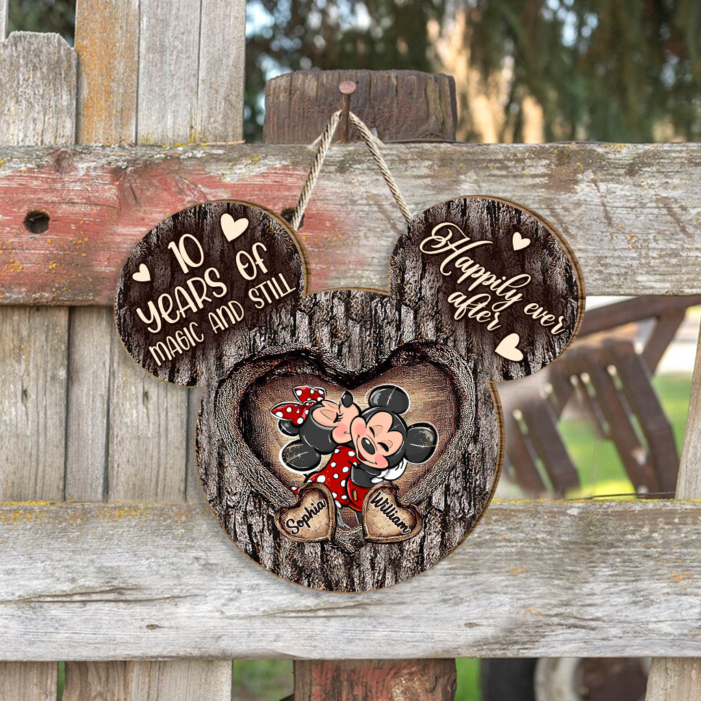 Personalized Mouse Ears Heart Wood Sign Custom for Couples Wood Sign GradoCreations