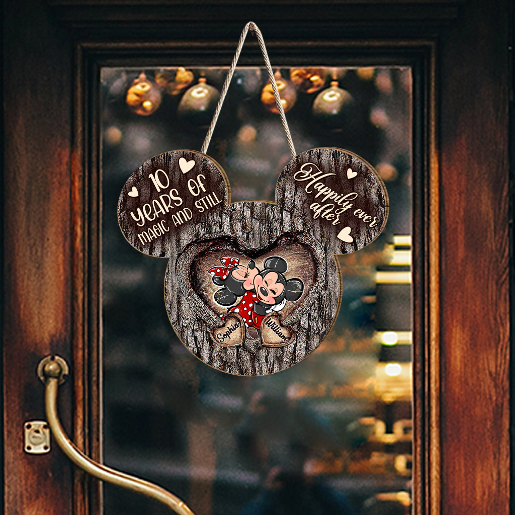 Personalized Mouse Ears Heart Wood Sign Custom for Couples Wood Sign GradoCreations