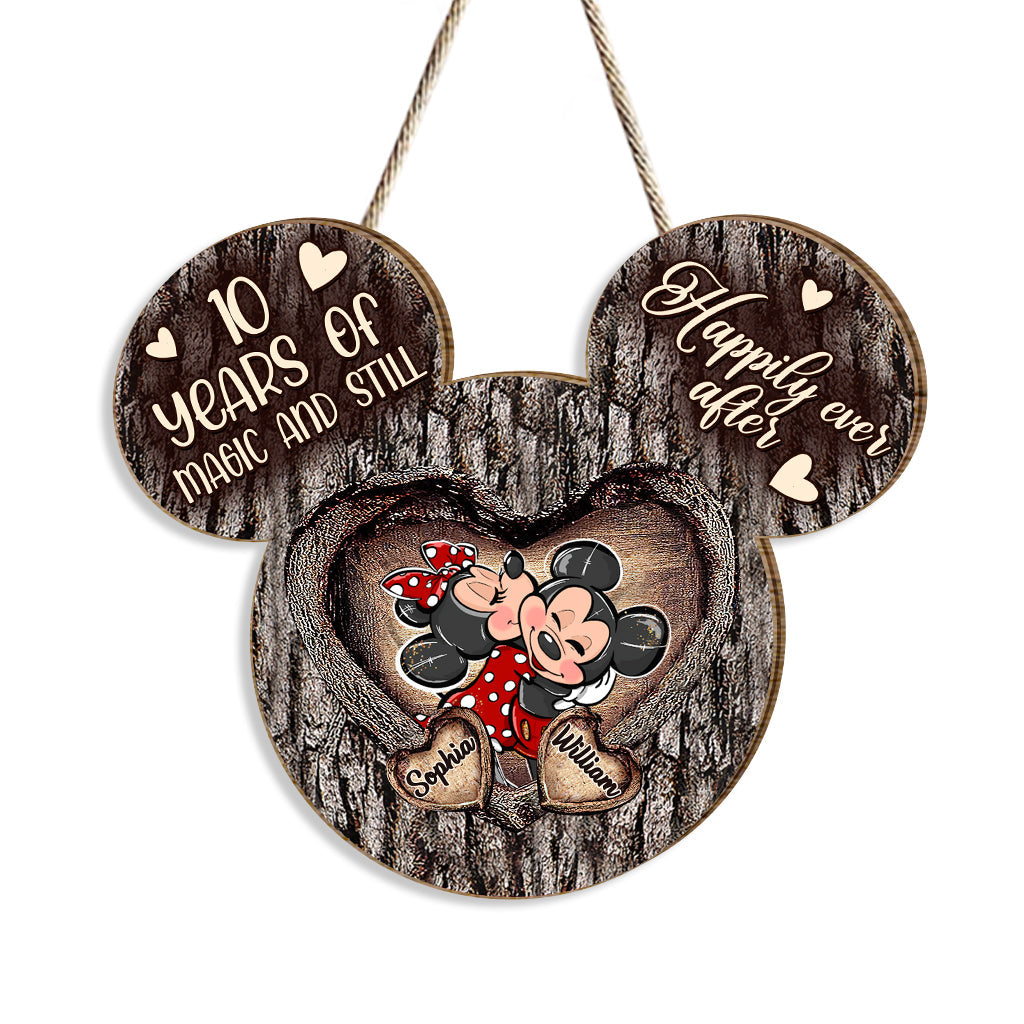 Personalized Mouse Ears Heart Wood Sign Custom for Couples Wood Sign GradoCreations