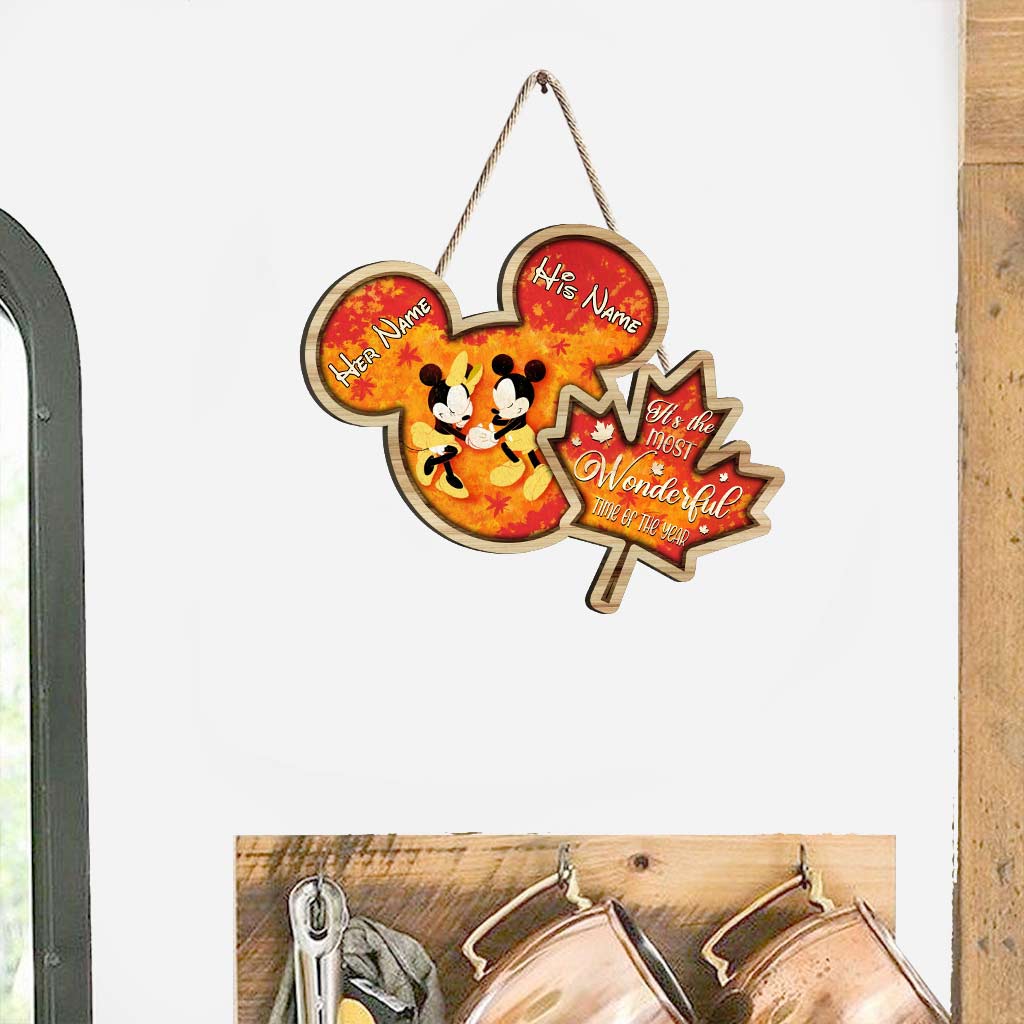 Personalized Mickey Mouse Wood Sign Custom Names Fall Decor Wood Sign GradoCreations