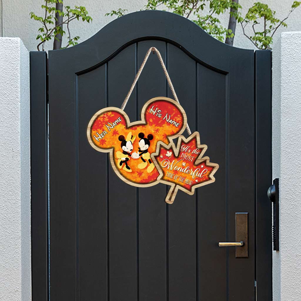 Personalized Mickey Mouse Wood Sign Custom Names Fall Decor Wood Sign GradoCreations