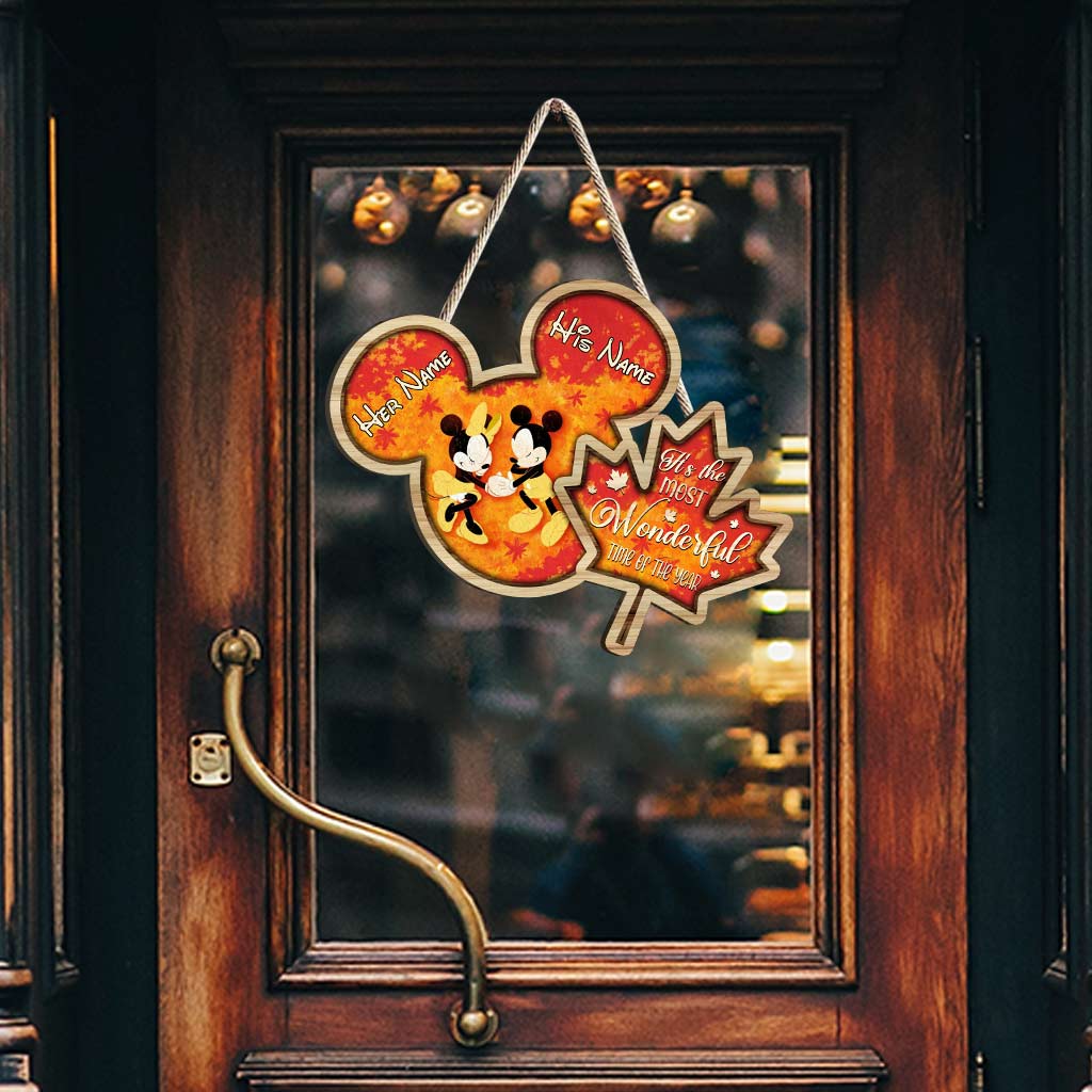 Personalized Mickey Mouse Wood Sign Custom Names Fall Decor Wood Sign GradoCreations
