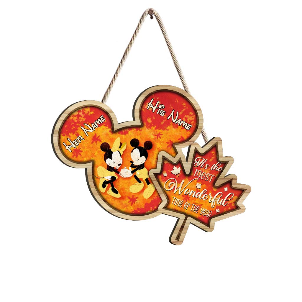 Personalized Mickey Mouse Wood Sign Custom Names Fall Decor Wood Sign GradoCreations
