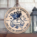 Personalized Round Wood Sign God Blessed the Broken Road Gift for Couples Round Wood Sign GradoCreations
