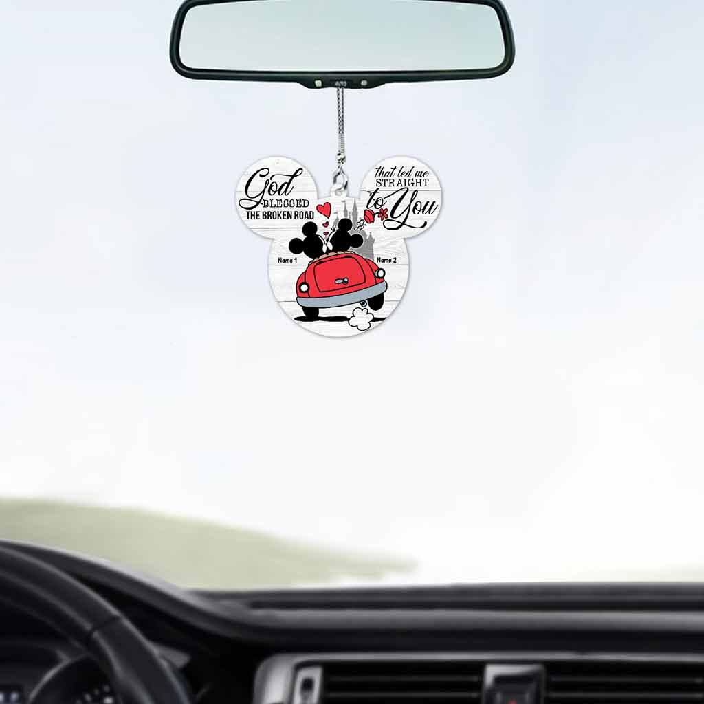 Personalized Couple Car Ornament God Blessed The Broken Road Gift Car Ornament GradoCreations