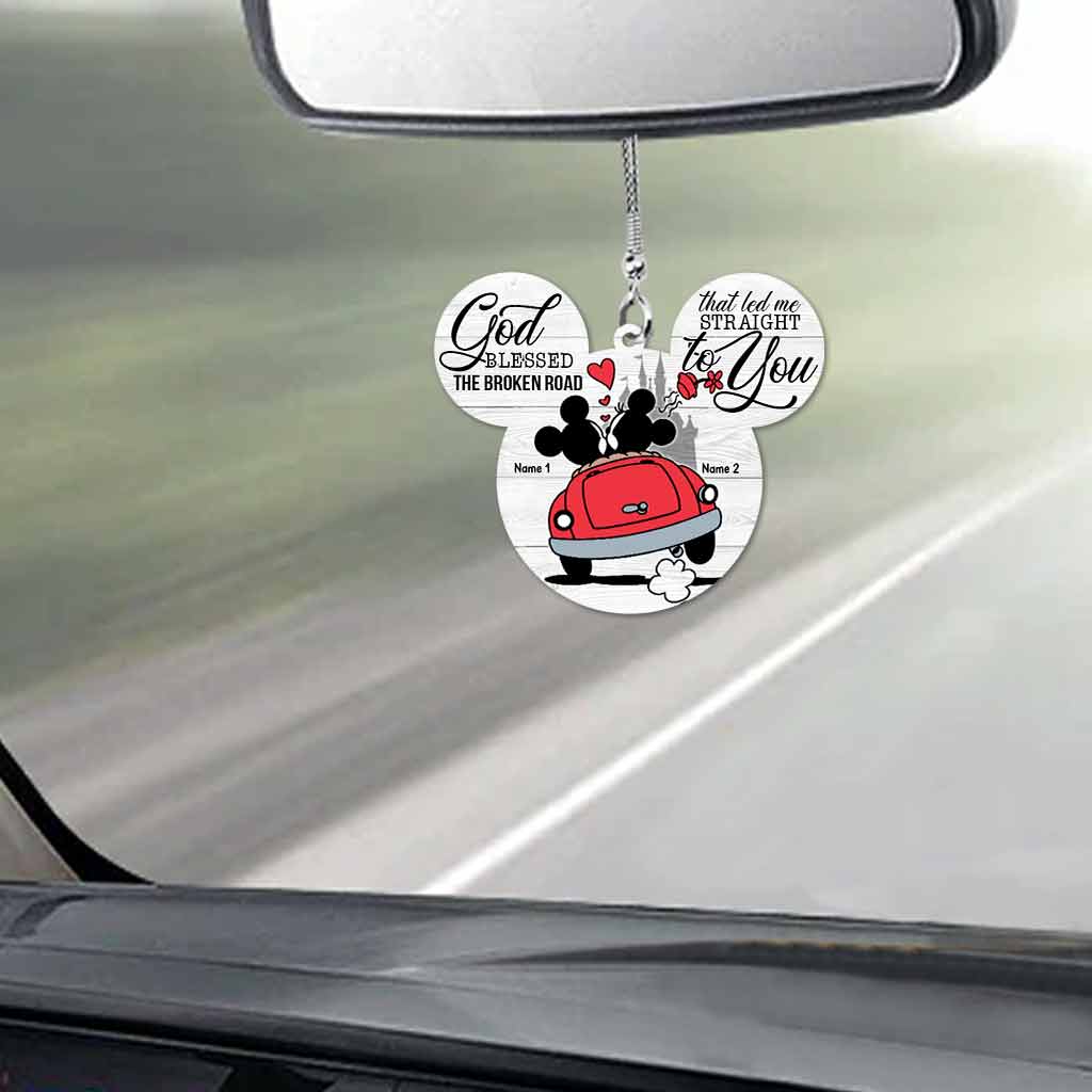 Personalized Couple Car Ornament God Blessed The Broken Road Gift Car Ornament GradoCreations
