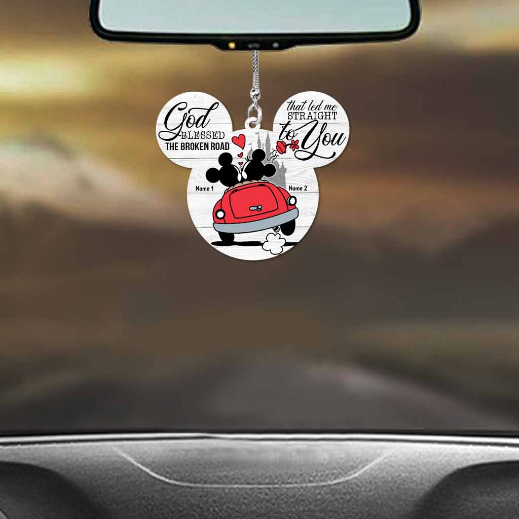 Personalized Couple Car Ornament God Blessed The Broken Road Gift Car Ornament GradoCreations