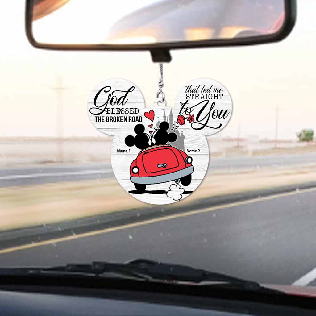 Personalized Couple Car Ornament God Blessed The Broken Road Gift Car Ornament GradoCreations