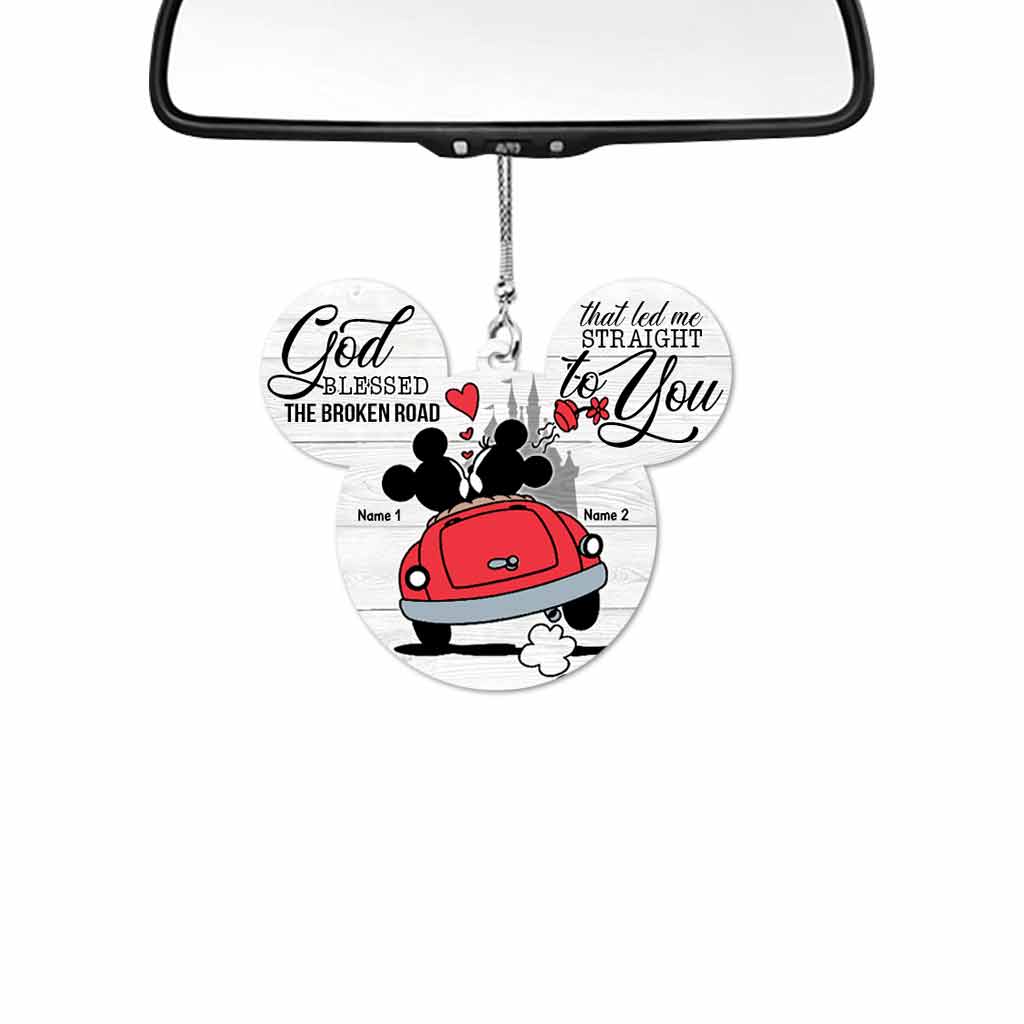 Personalized Couple Car Ornament God Blessed The Broken Road Gift Car Ornament GradoCreations