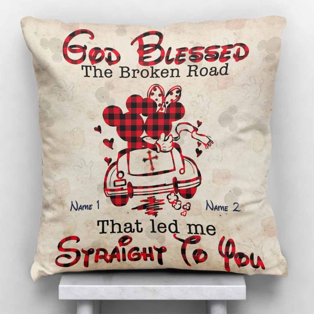 Personalized God Blessed The Broken Road Throw Pillow Gift for Couples Throw Pillow GradoCreations