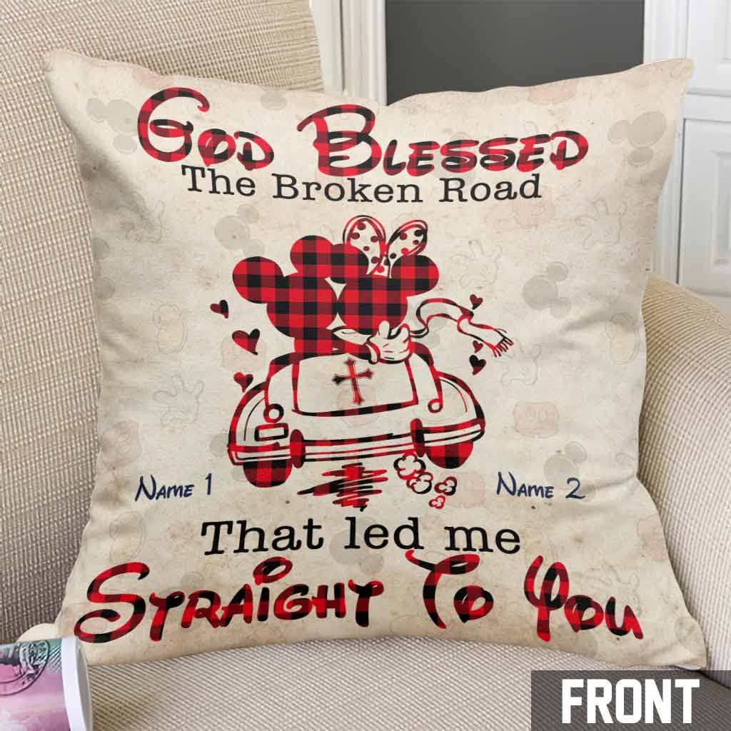 Personalized God Blessed The Broken Road Throw Pillow Gift for Couples Throw Pillow GradoCreations