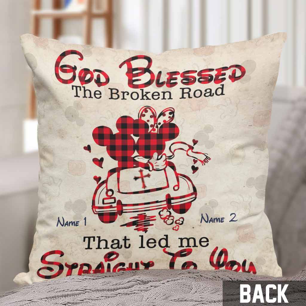 Personalized God Blessed The Broken Road Throw Pillow Gift for Couples Throw Pillow GradoCreations