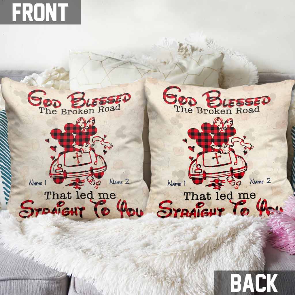 Personalized God Blessed The Broken Road Throw Pillow Gift for Couples Throw Pillow GradoCreations