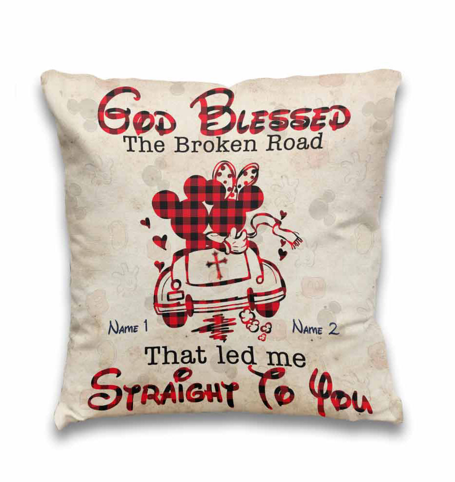 Personalized God Blessed The Broken Road Throw Pillow Gift for Couples Throw Pillow GradoCreations