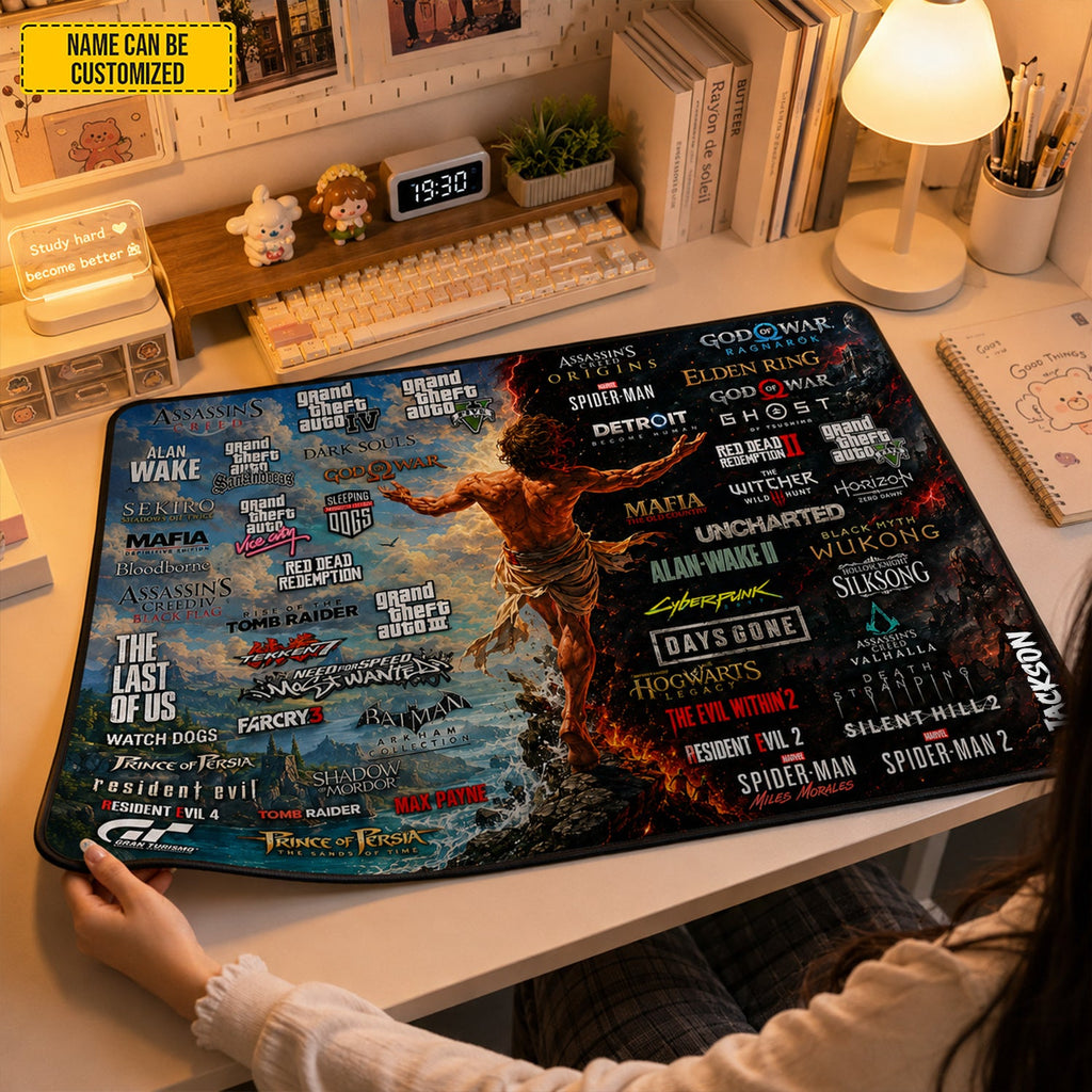 Personalized Gamer Desk Mat Custom Name Gaming Gift for Him GradoCreations