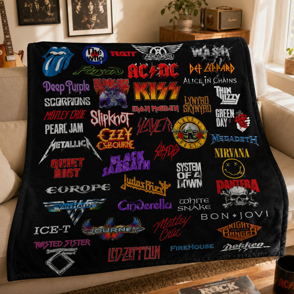 Classic Rock Legends Blanket Soft Flannel Gift for Music Lovers GradoCreations