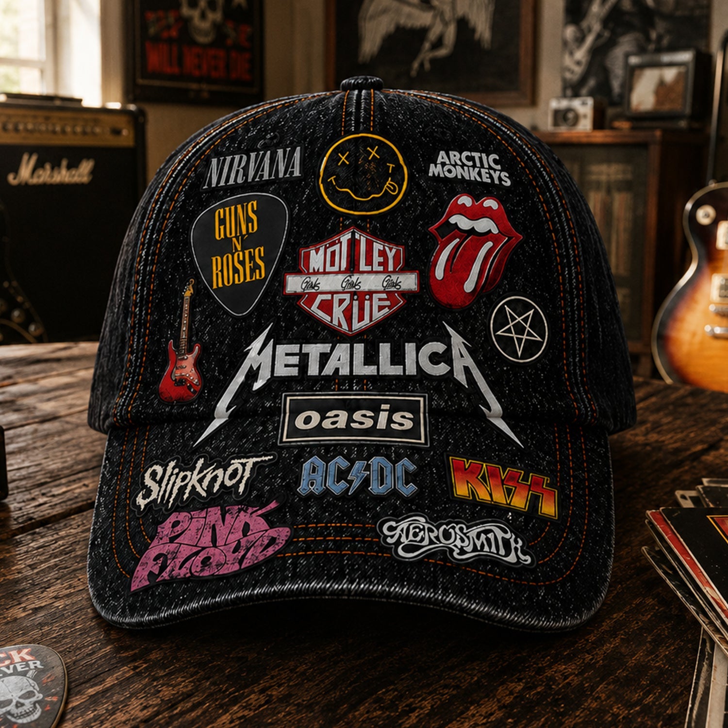 Personalized Classic Rock Cap with Music Legends Design - Gift for Music Lovers GradoCreations