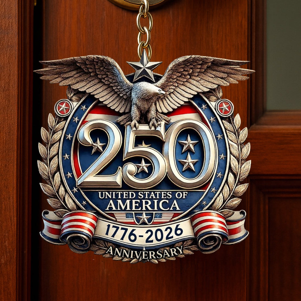 250th Anniversary USA Patriotic Acrylic Keychain Gift GradoCreations