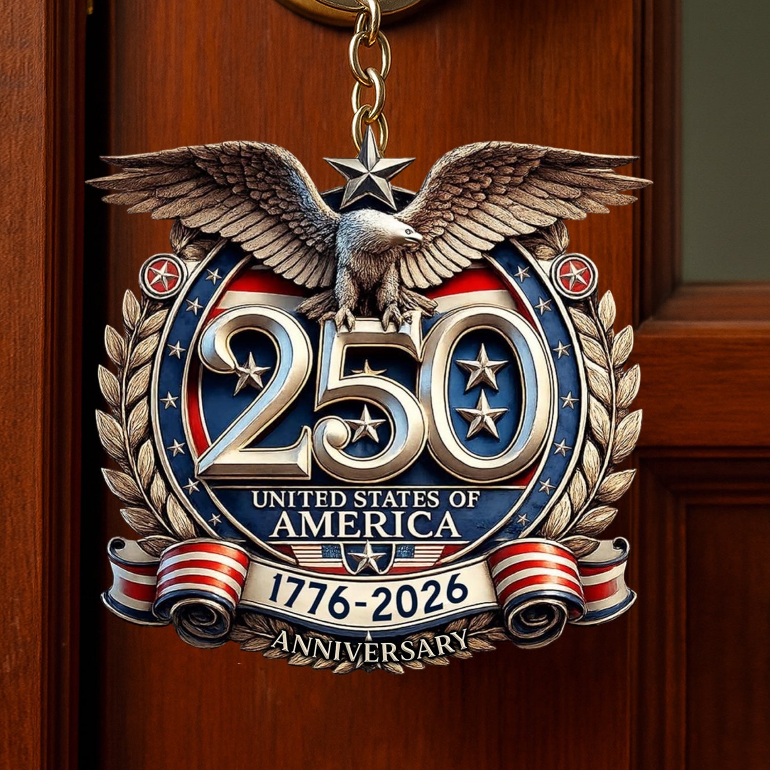 250th Anniversary USA Patriotic Acrylic Keychain Gift GradoCreations