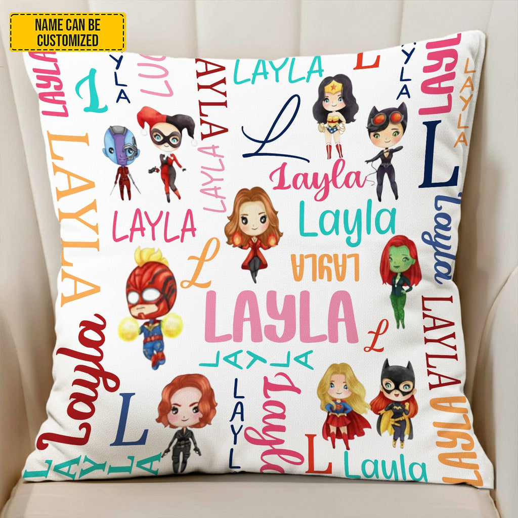 Personalized Kids Pillow Custom Name Hero Design Gift GradoCreations