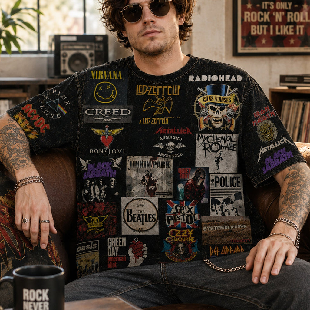 All-Over Print Classic Rock T-Shirt Gift for Music Lovers GradoCreations