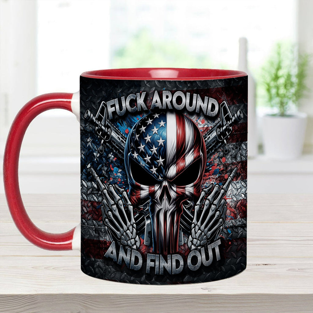 Personalized Ceramic Bold Patriotic Skull Accent Mug Gift GradoCreations